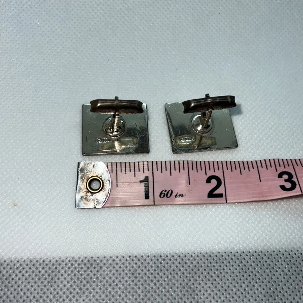 VINTAGE CUFF LINKS STAMPED “STERLING” SILVER WESTERN BRONCO HORSE